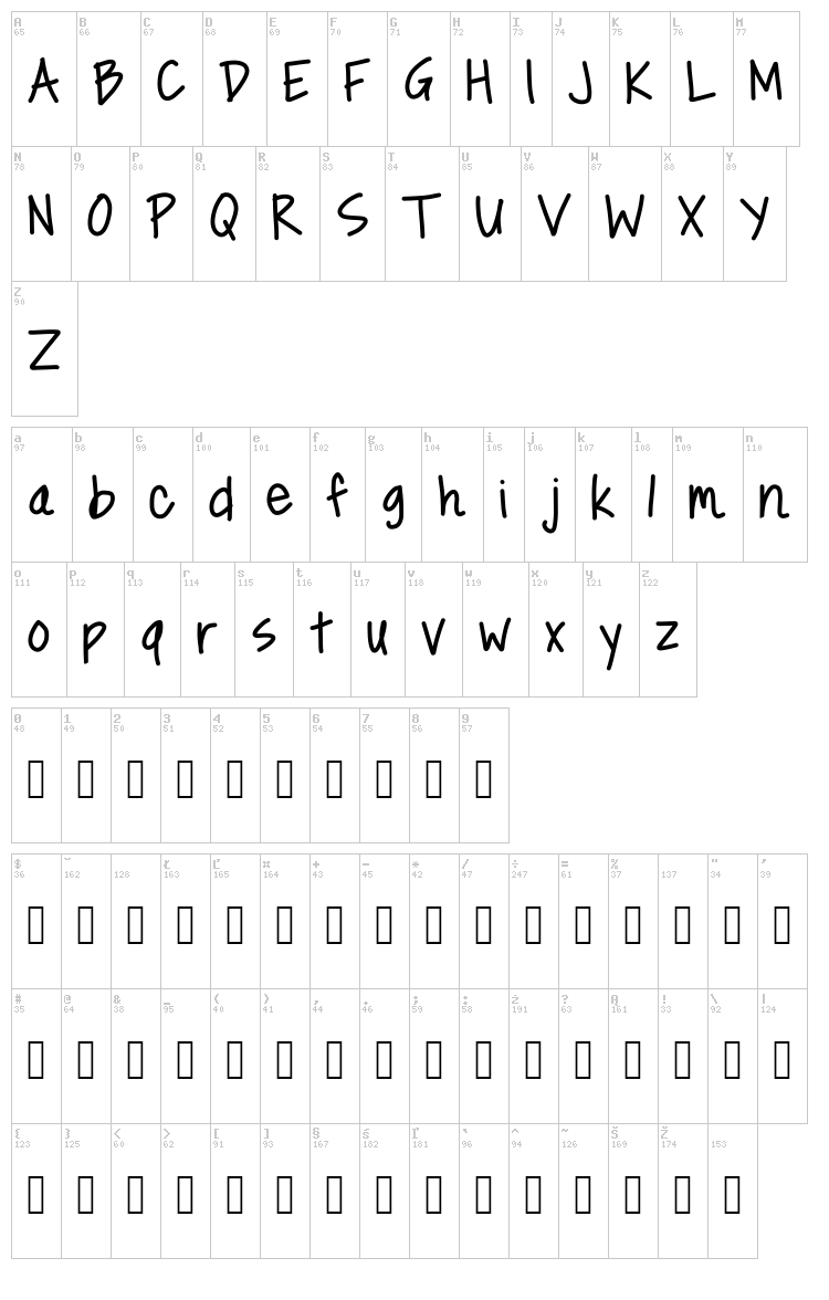 Something Blue font map